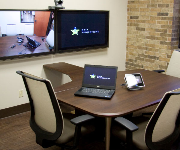 A small conference room upgraded with the latest zoom room technology from Data Projections